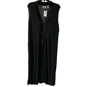 Chico’s Travelers Empress Long Maxi Vest / Duster – Black – Size 2 (L/12) – NWT